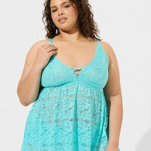 Torrid - Simply Lace Xo Front Babydoll in Blue Radiance​​​​​